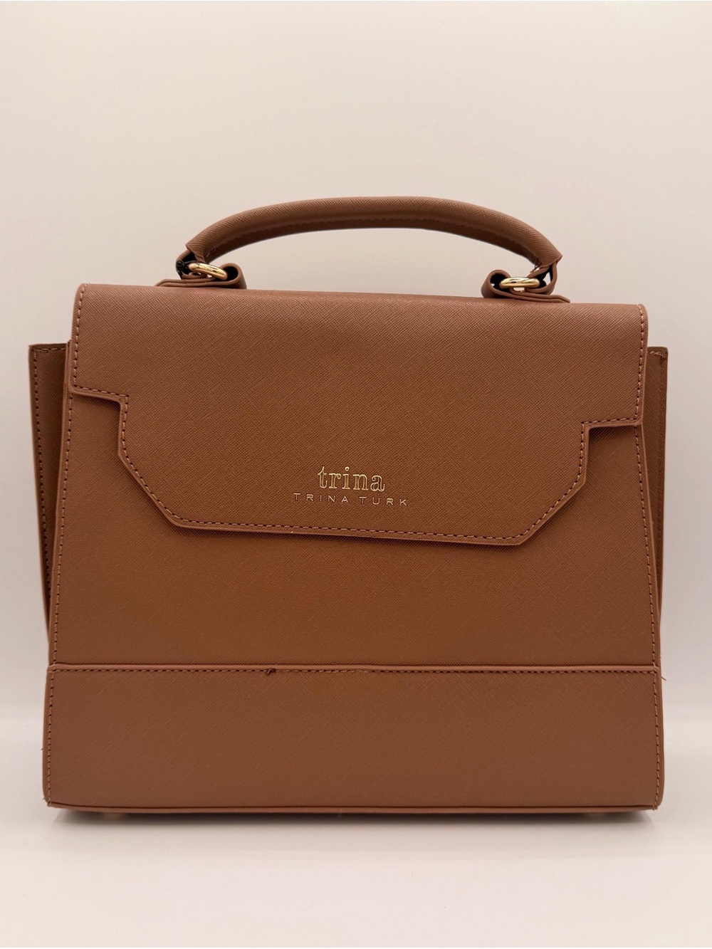 Brand New with tags Trina Turk Tan Top-Handle Satchel with strap. Classic.